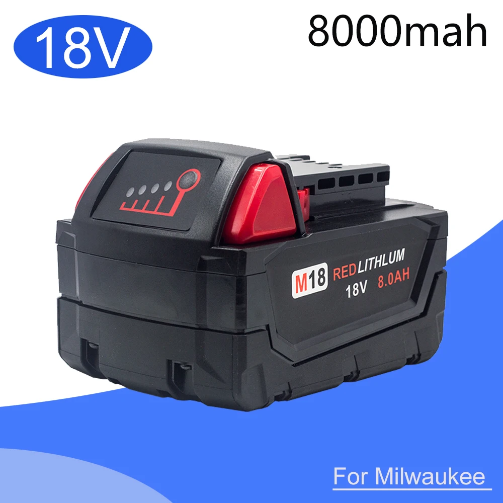 New M18 18V 8Ah Lithium-Ion High Power Replacement Battery Pack 48-11-1812 for Milwaukee M18 8V Cordless Power Tools Hammers
New M18 18V 8Ah Lithium-Ion High Power Replacement Battery Pack 48-11-1812 for Milwaukee M18 8V Cordless Power Tools Hammers