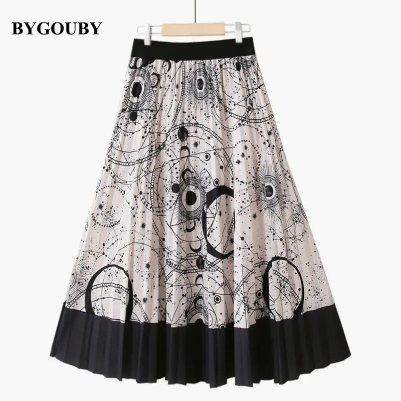 

Женская многослойная шифоновая юбка BYGOUBY, элегантная повседневная модная длинная Плиссированная юбка с цветочным принтом для весны и лета