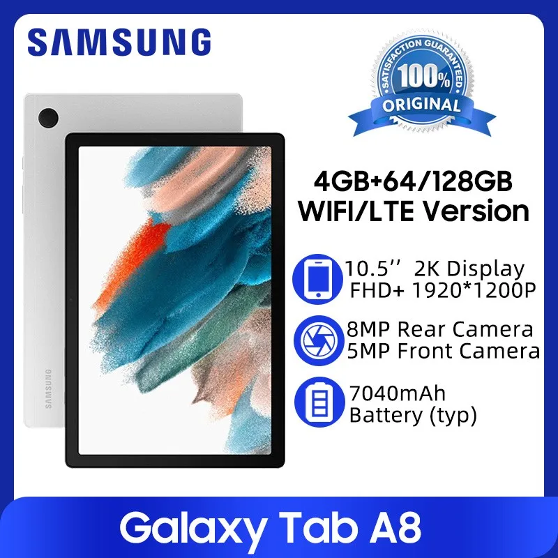 

Samsung Galaxy Tab A8 Tablet 4GB 64GB Unisoc T618 Octa Core 10.5'' Screen Android Tablet 7040mAh Battery 8MP Rear Camera Tablet