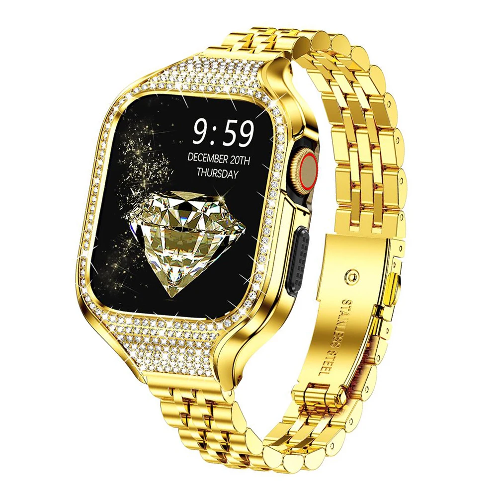 Bling Metal Case Band For Apple Watch Series 8 7 41mm Bands SE 6 5 4 40mm Stainless Steel Women Jewelry Rhinestone Cover Strap
Bling Metal Case Band For Apple Watch Series 8 7 41mm Bands SE 6 5 4 40mm Stainless Steel Women Jewelry Rhinestone Cover Strap