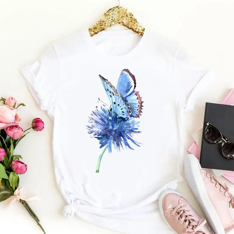 Футболка женская летняя с коротким рукавом, милая Модная рубашка с рисунком растений и бабочек, топ с мультяшным принтом 
Футболка женская летняя с коротким рукавом, милая Модная рубашка с рисунком растений и бабочек, топ с мультяшным принтом