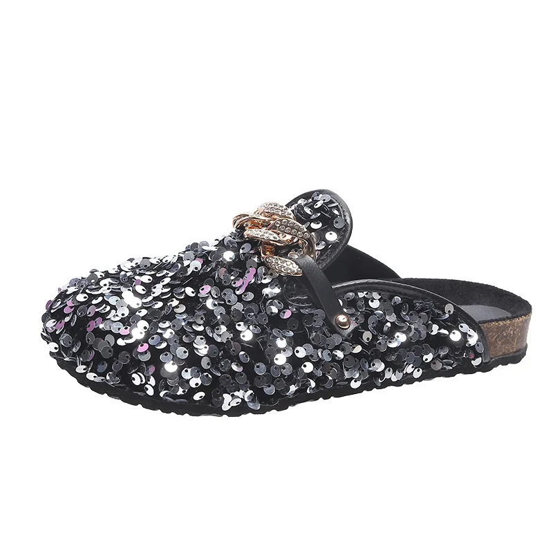 Casual Thick Bottom Round Toe Colour Sequin Chain Design Flat Women Slippers Summer Fashion Ladies Shoes Tide
Casual Thick Bottom Round Toe Colour Sequin Chain Design Flat Women Slippers Summer Fashion Ladies Shoes Tide
