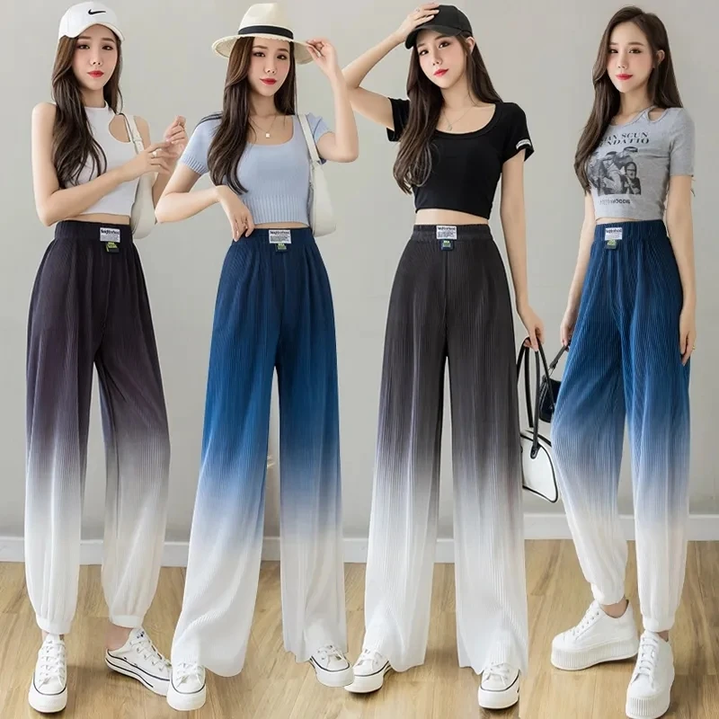 Women Gradient Color Trousers Design Sense Ice silk Drape Autumn New Loose Thin Wide Leg Pants Harem Casual Pants High Waist
Women Gradient Color Trousers Design Sense Ice silk Drape Autumn New Loose Thin Wide Leg Pants Harem Casual Pants High Waist