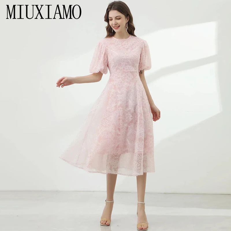 MIUXIMAO 2022 High Quality Spring&Summer Elegant Dress Short Sleeve O-Neck Gauze Print Fashion Casual Long Dress Women Vestides
MIUXIMAO 2022 High Quality Spring&Summer Elegant Dress Short Sleeve O-Neck Gauze Print Fashion Casual Long Dress Women Vestides