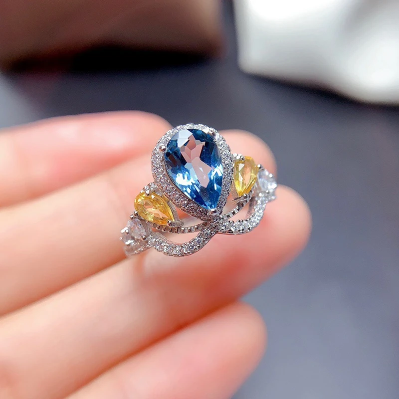 Silver Color Exquisite Crown Blue Zircon Rings for Women Drop-shaped Princess Open Ring Wedding Engagement Jewelry Gift
Silver Color Exquisite Crown Blue Zircon Rings for Women Drop-shaped Princess Open Ring Wedding Engagement Jewelry Gift