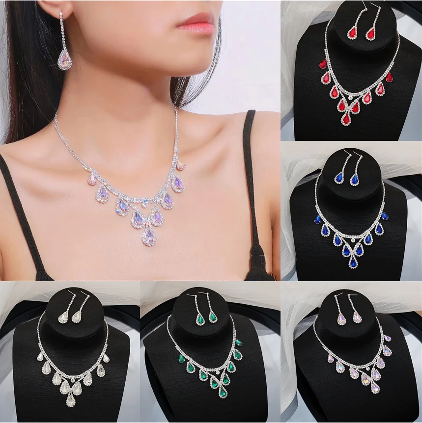 Royal Blue Crystal Bridal Jewelry Set Rhinestone Personality Necklace Necklace Earrings Ladies Wedding Jewelry Set
Royal Blue Crystal Bridal Jewelry Set Rhinestone Personality Necklace Necklace Earrings Ladies Wedding Jewelry Set