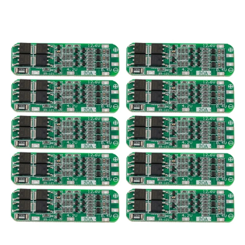 10Pcs 3S 20A BMS 18650 Li-Ion Lithium Battery Charger Module BMS Protection Board PCB 11.1V 12V 12.6V Module
10Pcs 3S 20A BMS 18650 Li-Ion Lithium Battery Charger Module BMS Protection Board PCB 11.1V 12V 12.6V Module