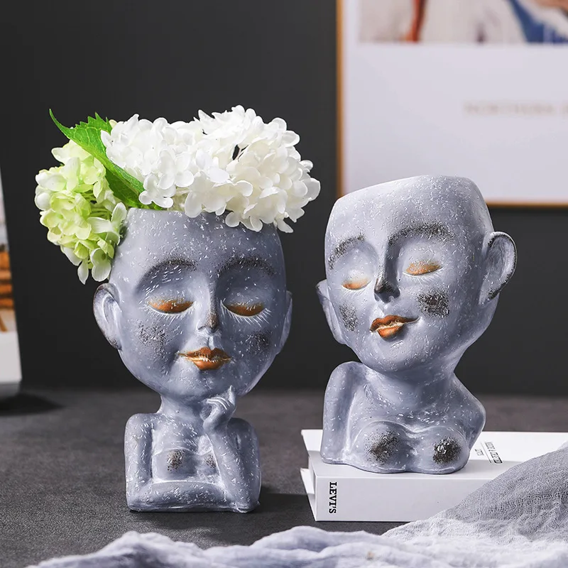 Nordic Style Creative Portrait Vase Human Head Flower Vases Decorative Ornaments Resin Flowerpots Plant Pot Room Art for Gift
Nordic Style Creative Portrait Vase Human Head Flower Vases Decorative Ornaments Resin Flowerpots Plant Pot Room Art for Gift