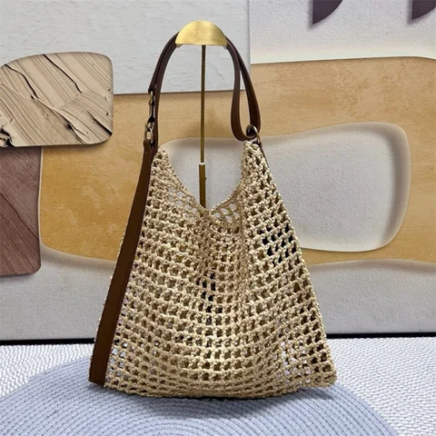 Новая вместительная плетеная сумка ручной работы для отпуска, ажурная модная женская сумка Vipble Vip