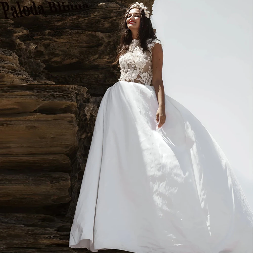 Paloda Simple Button Illusuon Wedding Gown For Bride O-Neck Tank A-LINE Sleeveless Appliques Court Train Satin Vestidos De Novia
Paloda Simple Button Illusuon Wedding Gown For Bride O-Neck Tank A-LINE Sleeveless Appliques Court Train Satin Vestidos De Novia