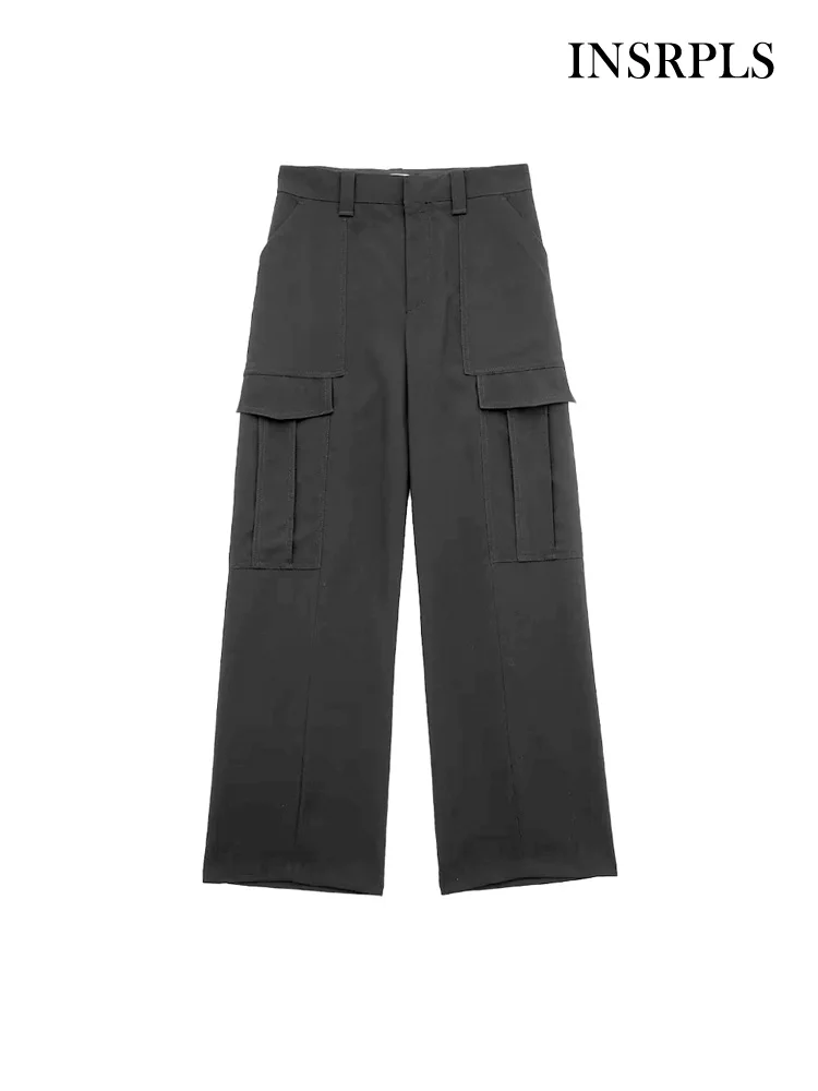INSRPLS Women Fashion Side Pockets Straight Cargo Pants Vintage High Waist Zipper Fly Female Trousers Mujer
INSRPLS Women Fashion Side Pockets Straight Cargo Pants Vintage High Waist Zipper Fly Female Trousers Mujer
