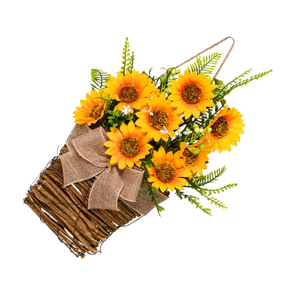 Decorative Hanging Wreath Hanging Hand Woven Basket Faux Sunflower Kitchen Decor Fake Sunflower with Rattan Vase
Decorative Hanging Wreath Hanging Hand Woven Basket Faux Sunflower Kitchen Decor Fake Sunflower with Rattan Vase