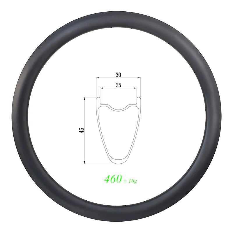 460g 700c 45 мм clincher бескамерная дорожная диск углеродный обод без крючка 30 ширина 25