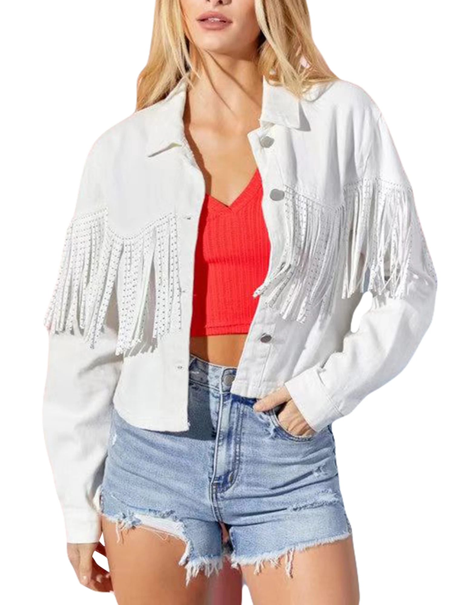 

Women s Oversized Denim Jacket with Frayed Hem and Distressed Details Vintage-Inspired Streetwear for the Modern Cowgirl