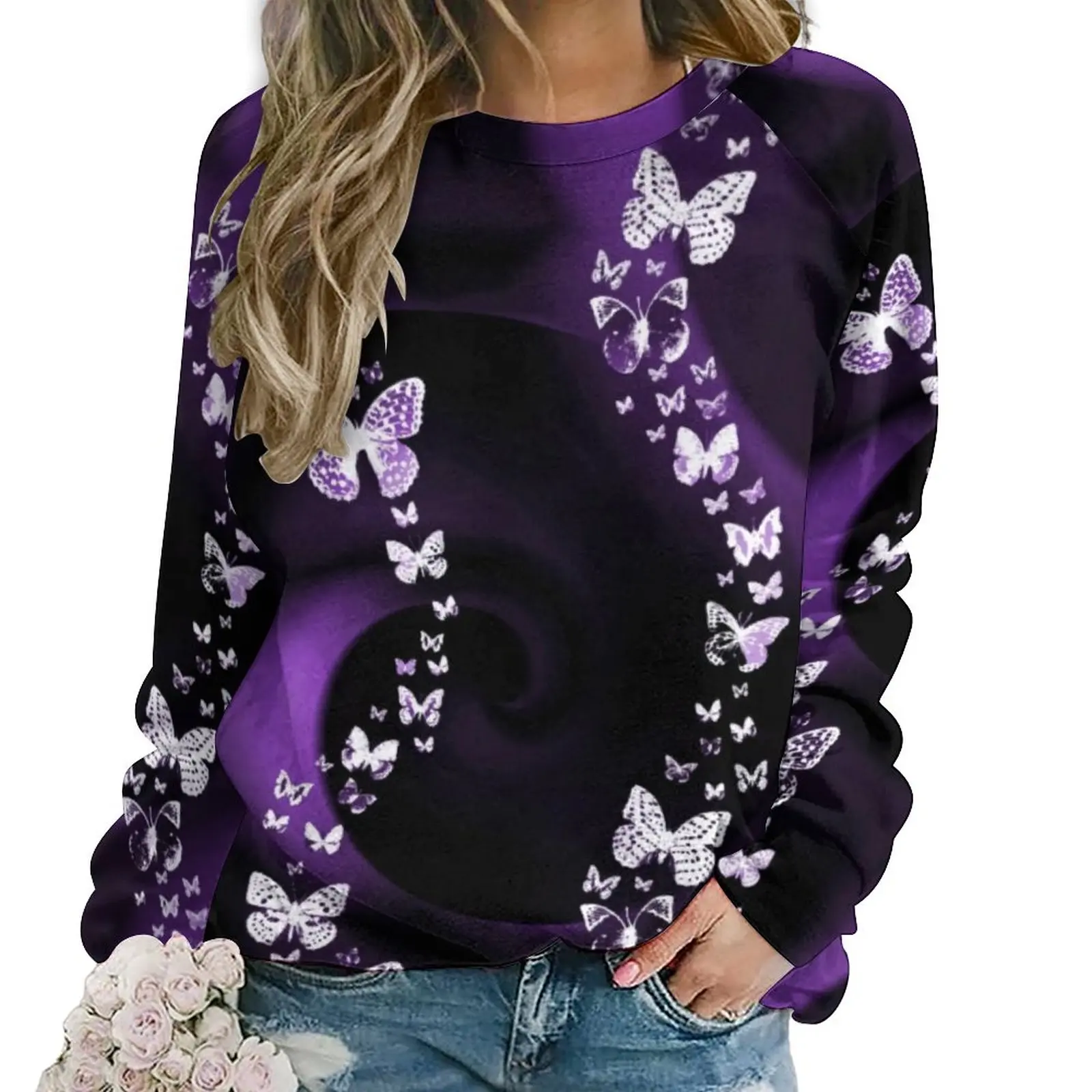 Purple Butterfly Swirl Casual Hoodies Lady Magical Animal Print Trendy Graphic Hoodie Long Sleeve Harajuku Oversized Sweatshirts
Purple Butterfly Swirl Casual Hoodies Lady Magical Animal Print Trendy Graphic Hoodie Long Sleeve Harajuku Oversized Sweatshirts