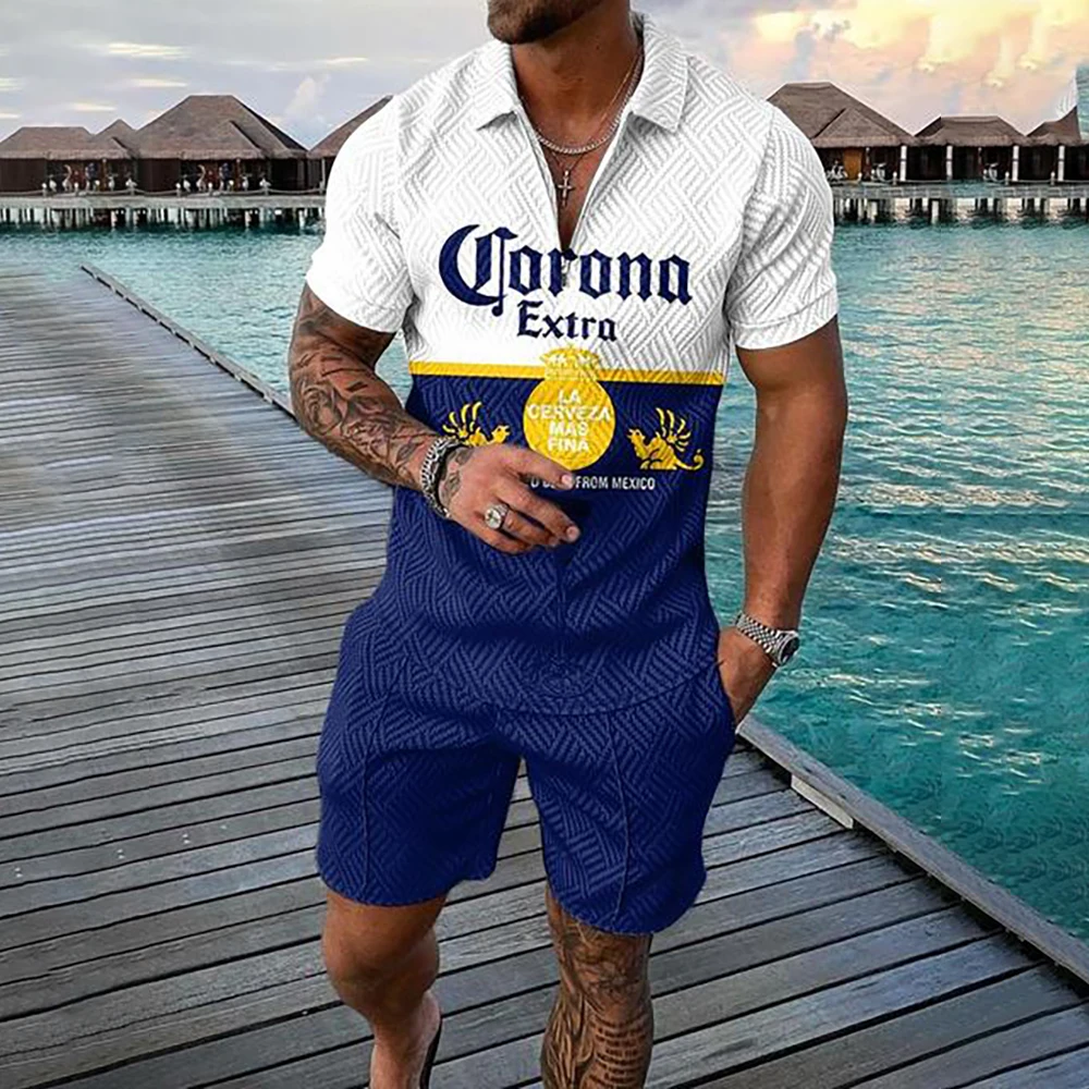 2022 Summer Men's Tracksuit Casual Short Sleeve Zipper Polo Set Shirt&Shorts Set for Men Casual Outfit Streetwear 2-piece Suit
2022 Summer Men's Tracksuit Casual Short Sleeve Zipper Polo Set Shirt&Shorts Set for Men Casual Outfit Streetwear 2-piece Suit
