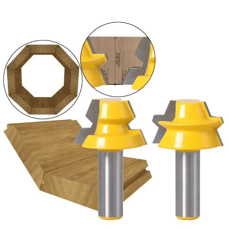 2pcs 1/2 Rod Lock Miter Octahedron Tenon Router Bits Milling Cutter Cutting Set for Woodworking Tool
2pcs 1/2 Rod Lock Miter Octahedron Tenon Router Bits Milling Cutter Cutting Set for Woodworking Tool