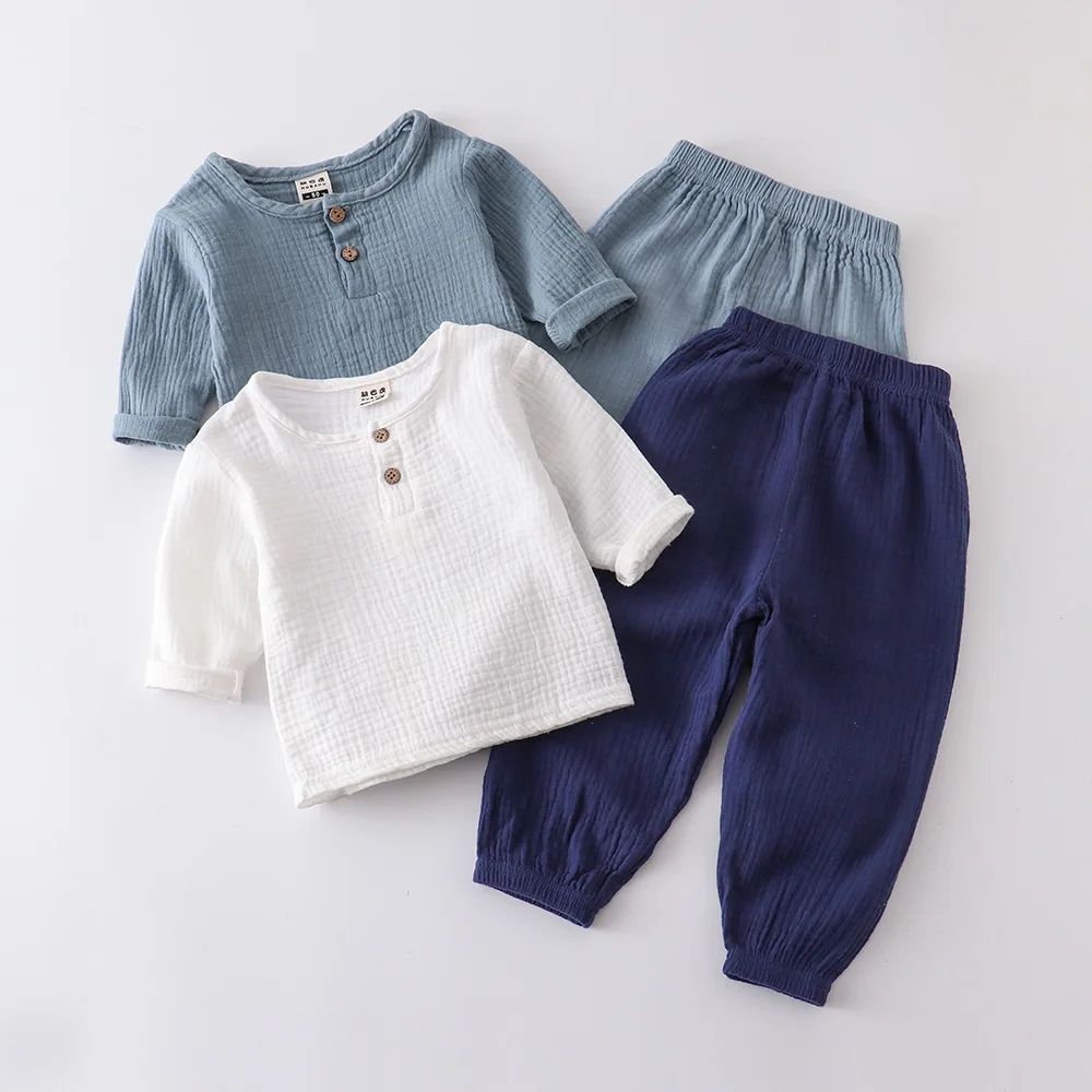 Summer Children Cotton Hemp Clothes Set Spring Boys Girls Thin Solid Color Cotton Yarn Fabric Leggings Loose Two Piece Set Suits
Summer Children Cotton Hemp Clothes Set Spring Boys Girls Thin Solid Color Cotton Yarn Fabric Leggings Loose Two Piece Set Suits