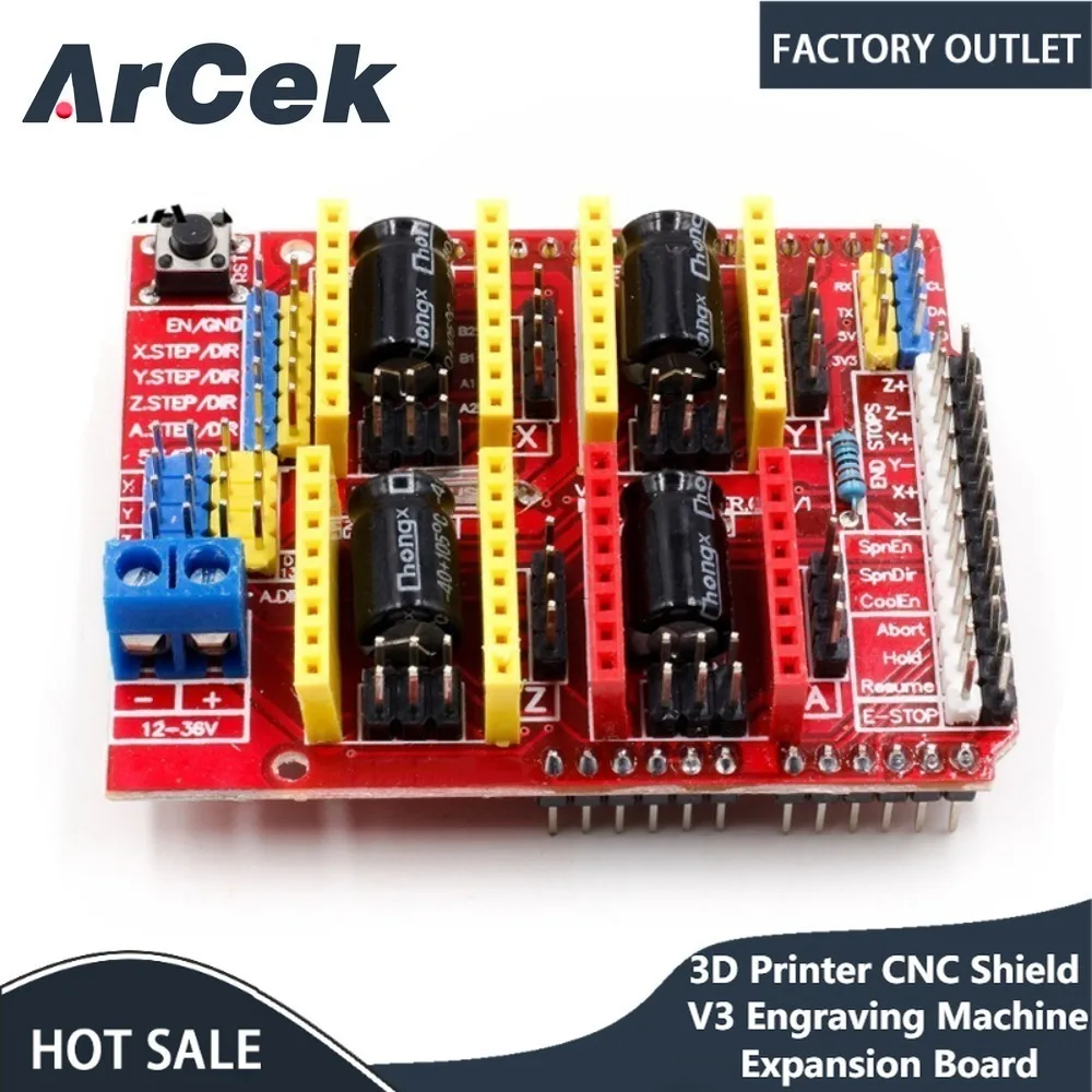 CNC Shield V3 Engraving Machine Compatible with Nano 3.0 / A4988 Driver Expansion Board Module for The 3D Printer Diy Kit
CNC Shield V3 Engraving Machine Compatible with Nano 3.0 / A4988 Driver Expansion Board Module for The 3D Printer Diy Kit