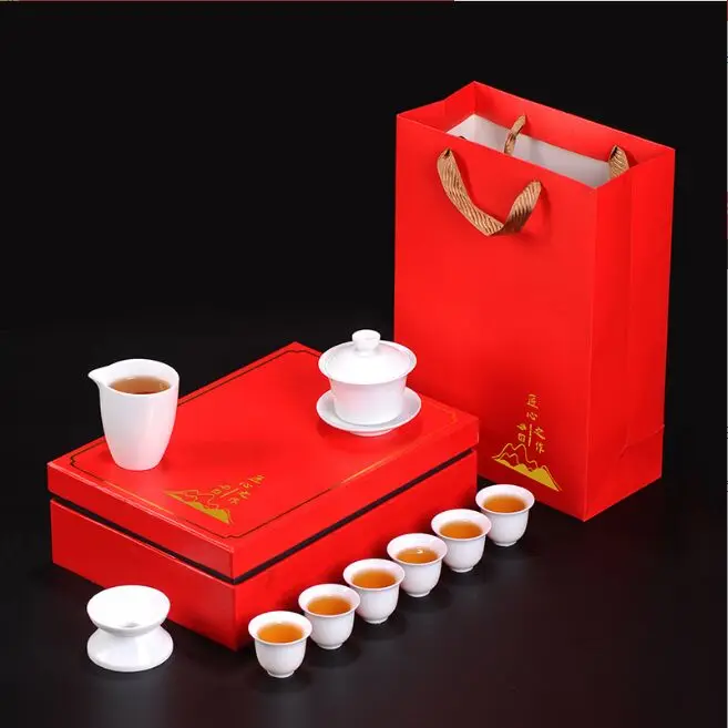 White porcelain 10 large fair cups Chinese white porcelain red gift box packed kung Fu tea set 6 cups
White porcelain 10 large fair cups Chinese white porcelain red gift box packed kung Fu tea set 6 cups