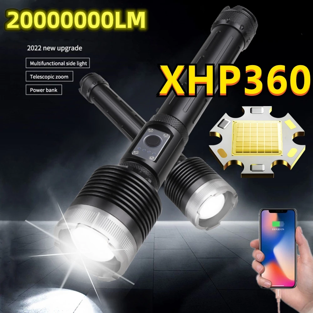 Мощсветильник светодиодный фонарик XHP360, 10400 000 лм, новый перезаряжаемый фонарь Type-C с USB, 26650 мАч, фонарик, уличный фонарь для кемпинга
Мощсветильник светодиодный фонарик XHP360, 10400 000 лм, новый перезаряжаемый фонарь Type-C с USB, 26650 мАч, фонарик, уличный фонарь для кемпинга