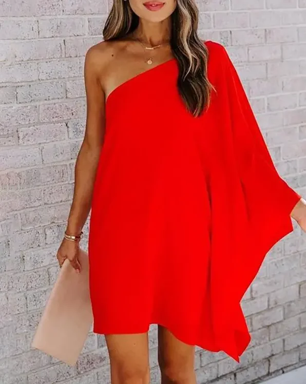CHAXIAOA 1 Piece Summer 2022 Women One Shoulder Batwing Sleeve Chic Party Mini Dress
CHAXIAOA 1 Piece Summer 2022 Women One Shoulder Batwing Sleeve Chic Party Mini Dress