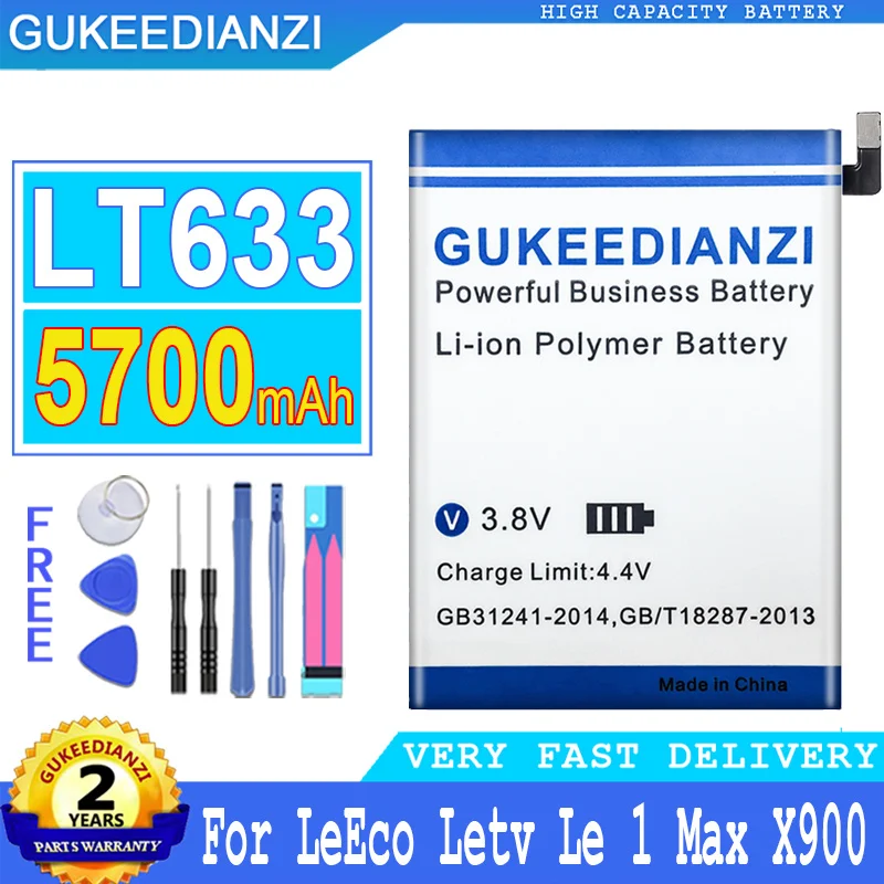 

5700mAh GUKEEDIANZI Replacement Battery LT633 For LeEco Letv Le 1 Max X900 Le One Max X900 Le1 Max Big Power Bateria Baterij
