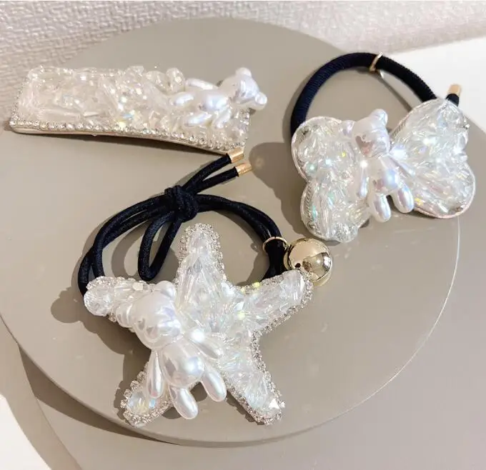 white bow high-quality rhinestone rope BB clip ball head ponytail starfish hair ring sweet women bangs clip
white bow high-quality rhinestone rope BB clip ball head ponytail starfish hair ring sweet women bangs clip