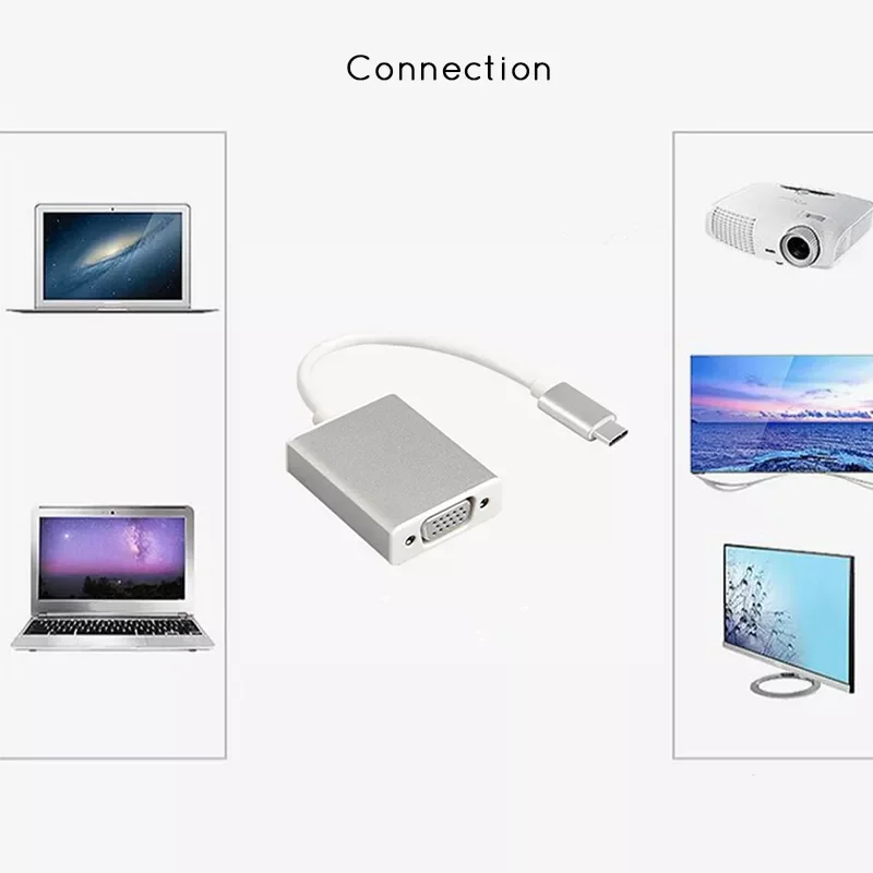 USBC to VGA Adapter USB 3.1 Type C Male to Female VGA Converter Cable 1080P FHD for Macbook 12 inch Chromebook Pixel Lumia 950XL
USBC to VGA Adapter USB 3.1 Type C Male to Female VGA Converter Cable 1080P FHD for Macbook 12 inch Chromebook Pixel Lumia 950XL