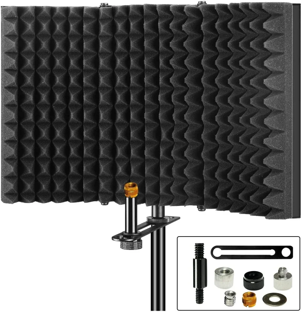 Professional Studio Recording Microphone Isolation Shield Pop Filter High density absorbent foam used to filter vocal. Suitable
Professional Studio Recording Microphone Isolation Shield Pop Filter High density absorbent foam used to filter vocal. Suitable