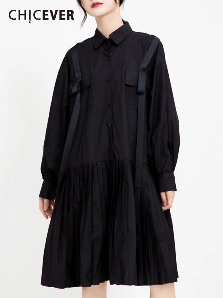 CHICEVER Minimalist Solid Midi Dress For Women Lapel Long Sleeve Straight Loose Fold Pleated Dresses Female Spring 2022 Clothing
CHICEVER Minimalist Solid Midi Dress For Women Lapel Long Sleeve Straight Loose Fold Pleated Dresses Female Spring 2022 Clothing