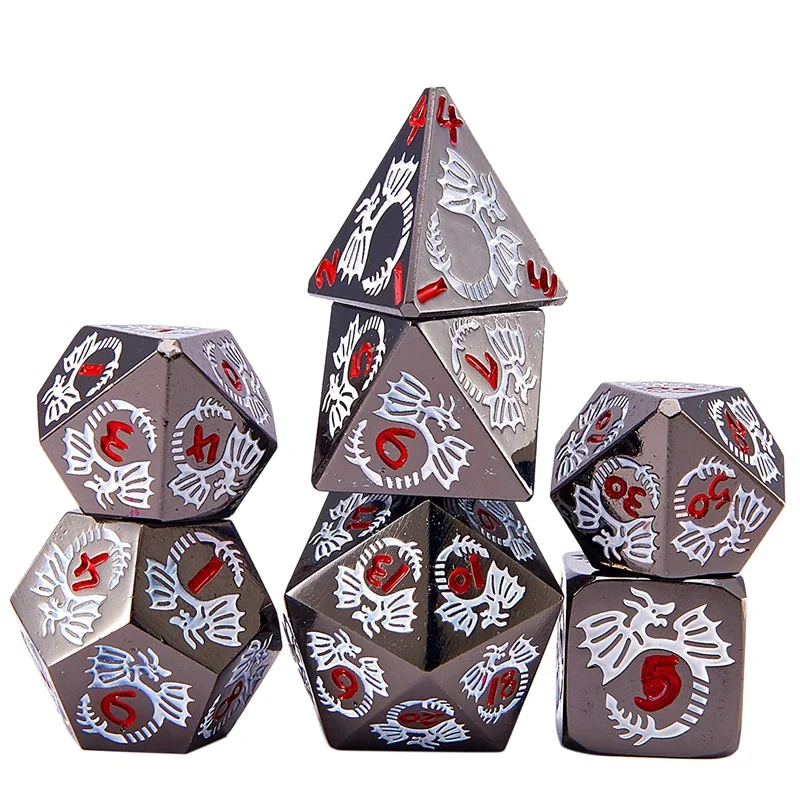 Metal Dice,New Type Dragon Pattern DND Metal Dice Set,Used For Dungeon And Dragon DND Dice Games
Metal Dice,New Type Dragon Pattern DND Metal Dice Set,Used For Dungeon And Dragon DND Dice Games