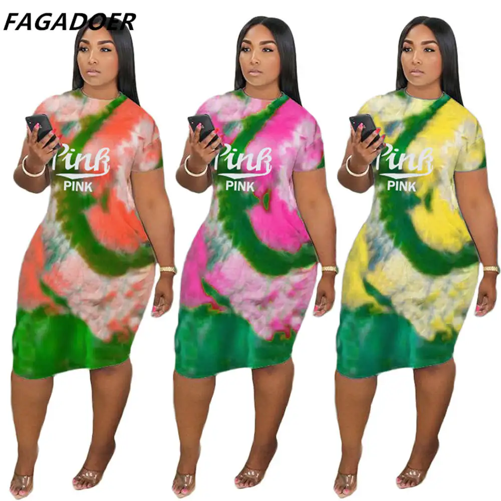FAGADOER Fashion Tie Dye Loose Dress Women Round Neck Short Sleeve Knee Dress Female PINK Letter Print Streetwear Vestidos 2022
FAGADOER Fashion Tie Dye Loose Dress Women Round Neck Short Sleeve Knee Dress Female PINK Letter Print Streetwear Vestidos 2022