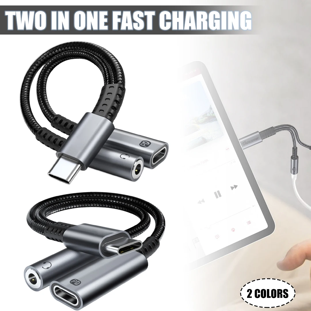 9V/3A 2 in 1 USB Type-C to 3.5mm Jack Headphone Adapter PD Fast Charging Audio Cable For Huawei For Xiaomi
9V/3A 2 in 1 USB Type-C to 3.5mm Jack Headphone Adapter PD Fast Charging Audio Cable For Huawei For Xiaomi