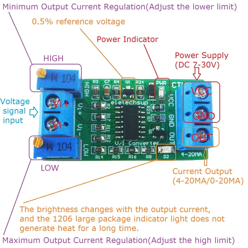 0-24V to 4-20mA Adjustable Voltage to Current Transmitter Linear V/I Converter Module for PLC RS485 Sensor
0-24V to 4-20mA Adjustable Voltage to Current Transmitter Linear V/I Converter Module for PLC RS485 Sensor