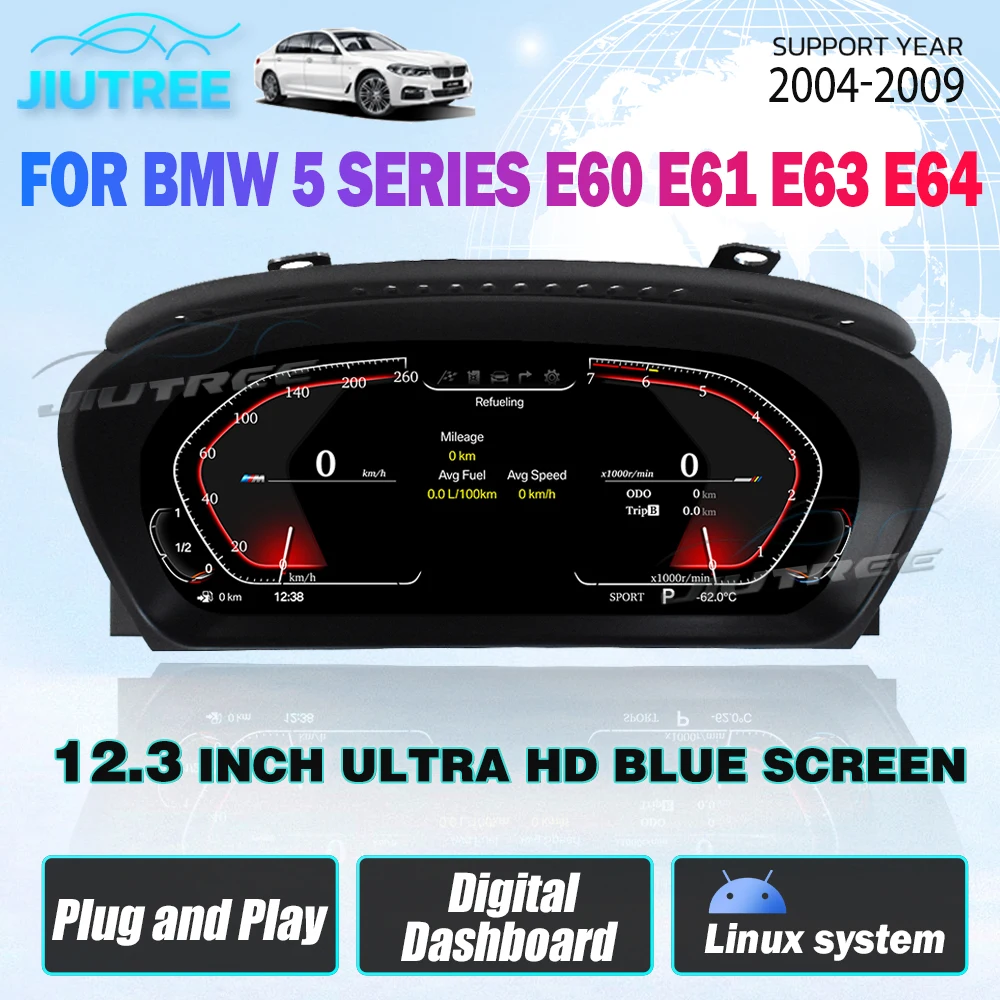 12 3-дюймовый автомобильный спидометр для BMW 5 серии E60 E61 E63 E64 2004-2009 обновление HUD