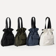 Nylon Drawstring Crossbody Bags For Women Top-handle Pocket Simple Tote bag Handbag Casual Shirred Cell Phone Purse Pouch Bolsas