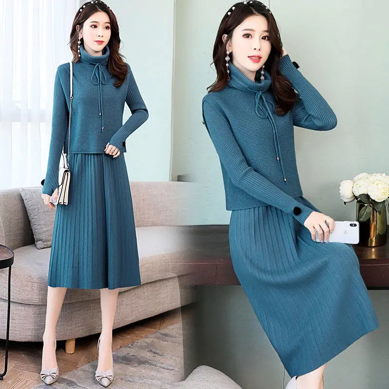 Woman Fashion Dress Suit Female Spring New Turtleneck Loose Knitted Shirt Vest and Dress Ladies Two-piece Knitted Suits G288
Woman Fashion Dress Suit Female Spring New Turtleneck Loose Knitted Shirt Vest and Dress Ladies Two-piece Knitted Suits G288