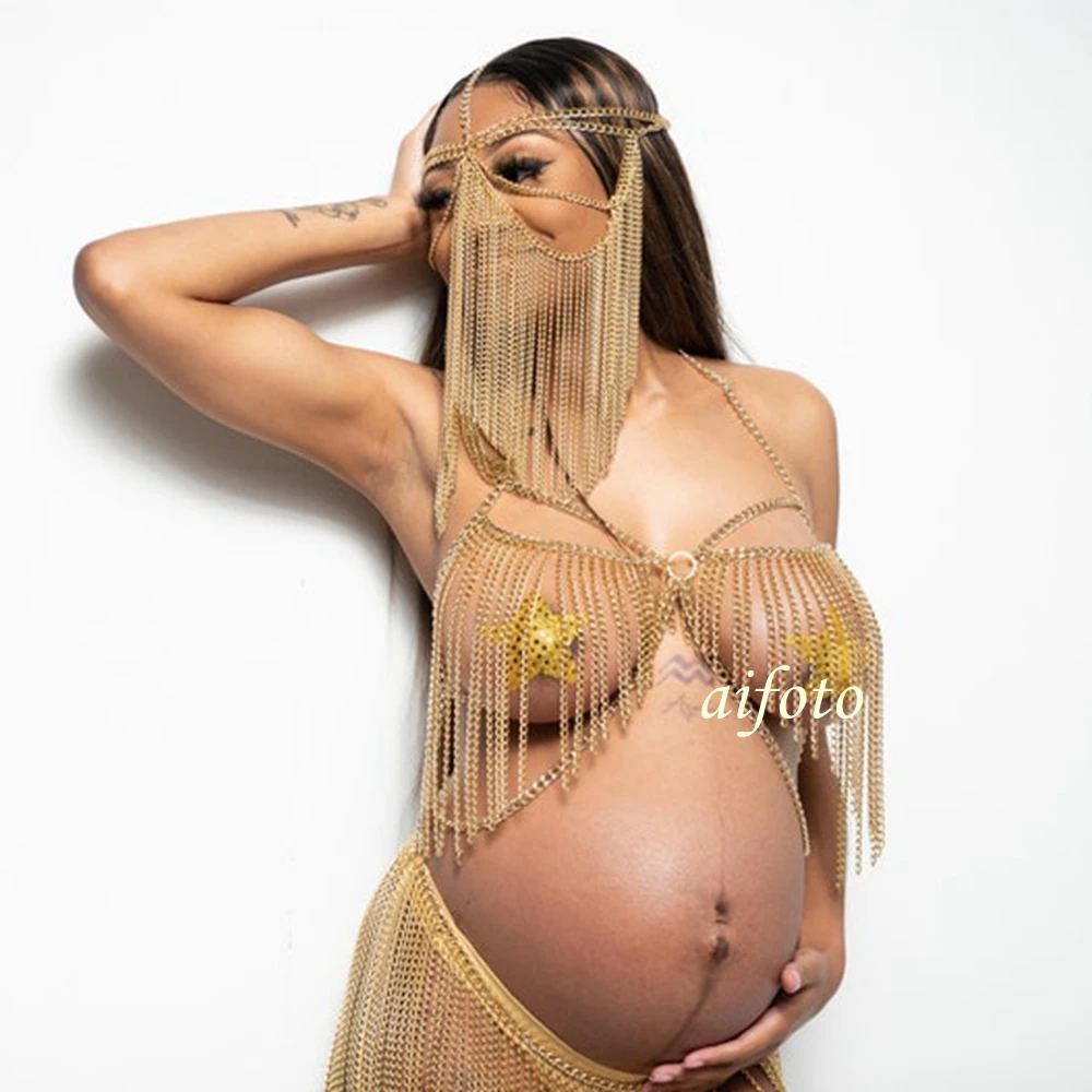 Creative Tassel Dress Sexy Body Chain Mask Maternity Photography Props Head Trim Exaggerated Bra Skirt Pregnancy Woman Shooting
Creative Tassel Dress Sexy Body Chain Mask Maternity Photography Props Head Trim Exaggerated Bra Skirt Pregnancy Woman Shooting