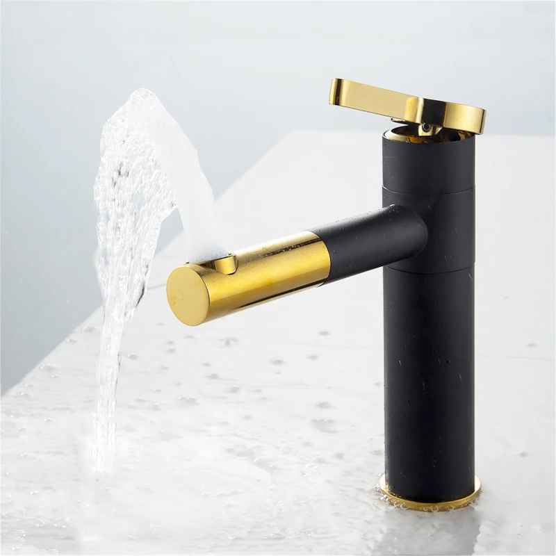 

Basin Faucets Bathroom Brass Faucet Vessel Sinks Hot Cold Mixer Vanity Tap Swivel Spout Deck Mounted Washbasin Faucet