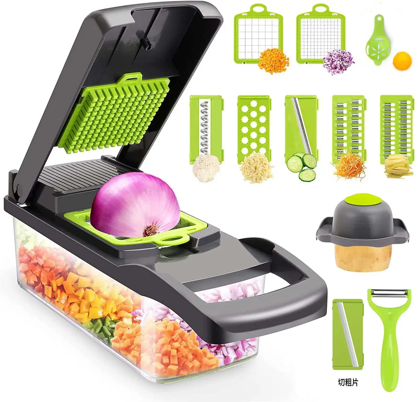 Food Chopper 10-in-1, 8 Blade Vegetable Slicer, Onion Mincer Chopper, Vegetable Chopper, Cutter, Egg Slicer with Container
Food Chopper 10-in-1, 8 Blade Vegetable Slicer, Onion Mincer Chopper, Vegetable Chopper, Cutter, Egg Slicer with Container