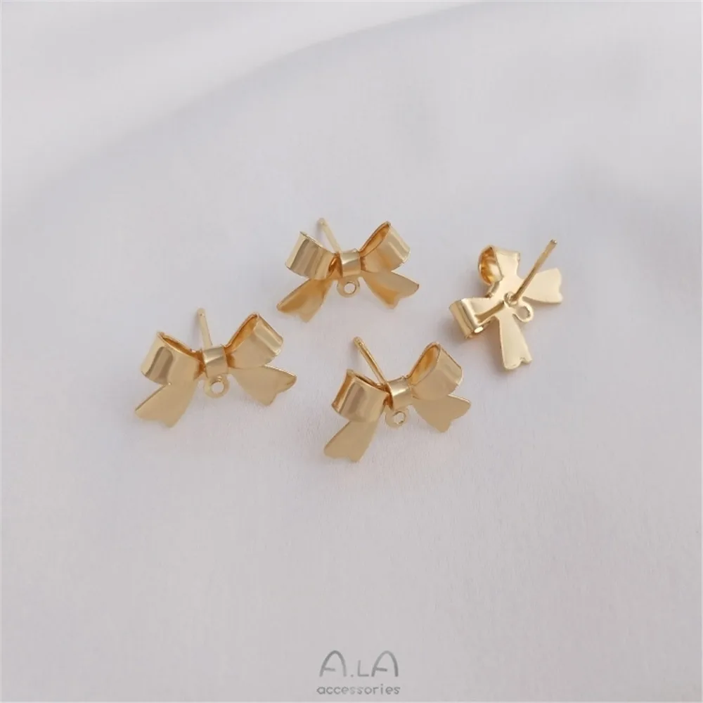 Color protection 14K gold plated bright bow tie with hanging ring earrings 925 silver needle DIY earring accessories
Color protection 14K gold plated bright bow tie with hanging ring earrings 925 silver needle DIY earring accessories