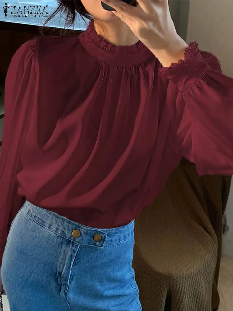 ZANZEA Women Elegant Satin Blouse Spring Office Work Shirt Casual Long Puff Sleeve Ruffles Tops Tunic Female Party Blusas Mujer
ZANZEA Women Elegant Satin Blouse Spring Office Work Shirt Casual Long Puff Sleeve Ruffles Tops Tunic Female Party Blusas Mujer
