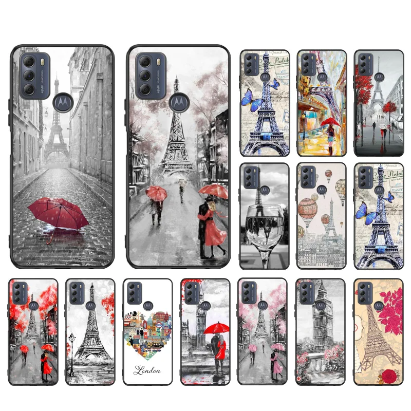 

London Eiffel Tower Lover Autumn Maple Phone Case for Motorola Moto G9 Plus G7 G8 Play G7 Power G100 G20 G60 One Action Macro