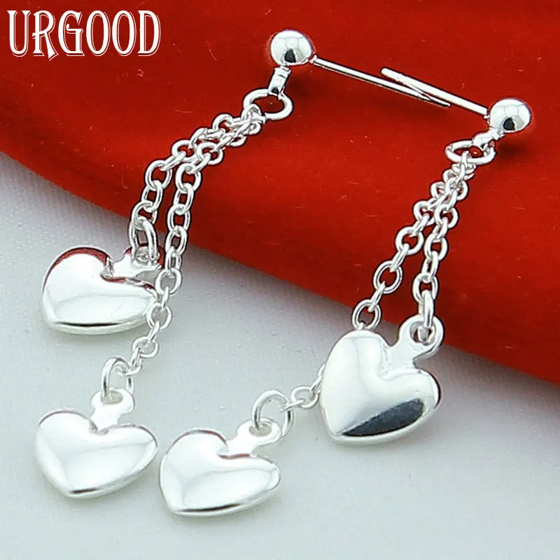 925 Sterling Silver Double Solid Heart Drop Earrings For Women Party Engagement Wedding Fashion Jewelry Gift
925 Sterling Silver Double Solid Heart Drop Earrings For Women Party Engagement Wedding Fashion Jewelry Gift