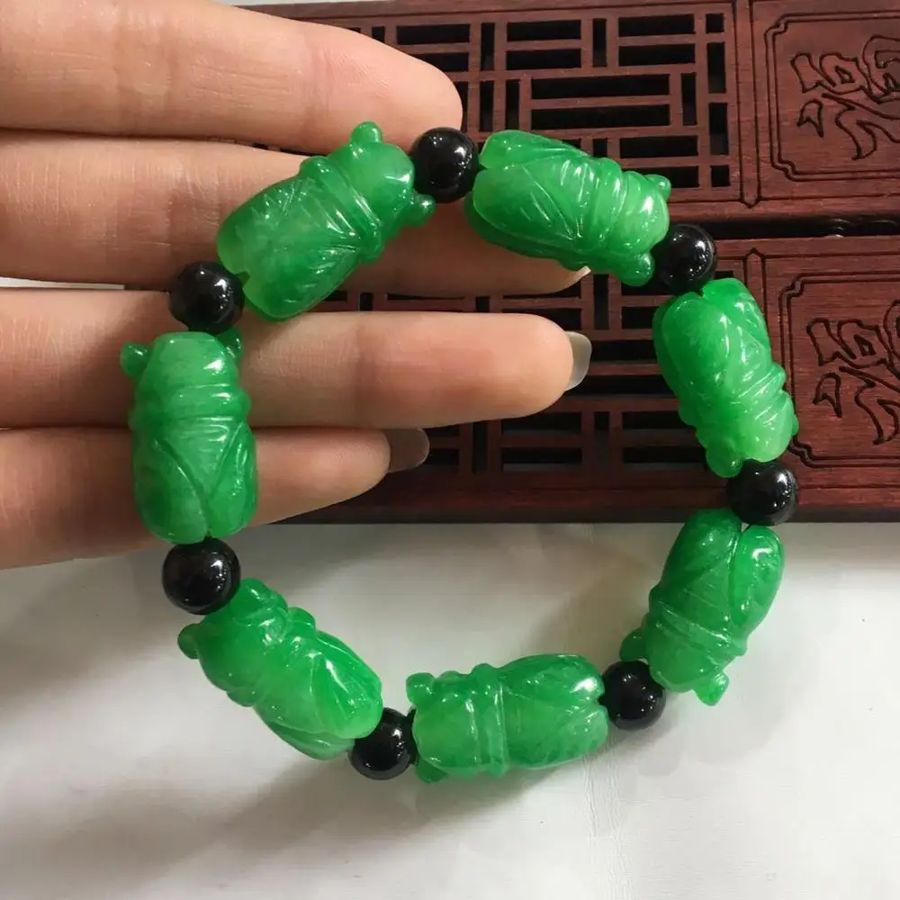 Natural Myanmar Green Jade Bracelets Handcarved Beads Jadeite Jade Cicada Bracelet Women Men Emerald Jade Bangles Certificate
Natural Myanmar Green Jade Bracelets Handcarved Beads Jadeite Jade Cicada Bracelet Women Men Emerald Jade Bangles Certificate