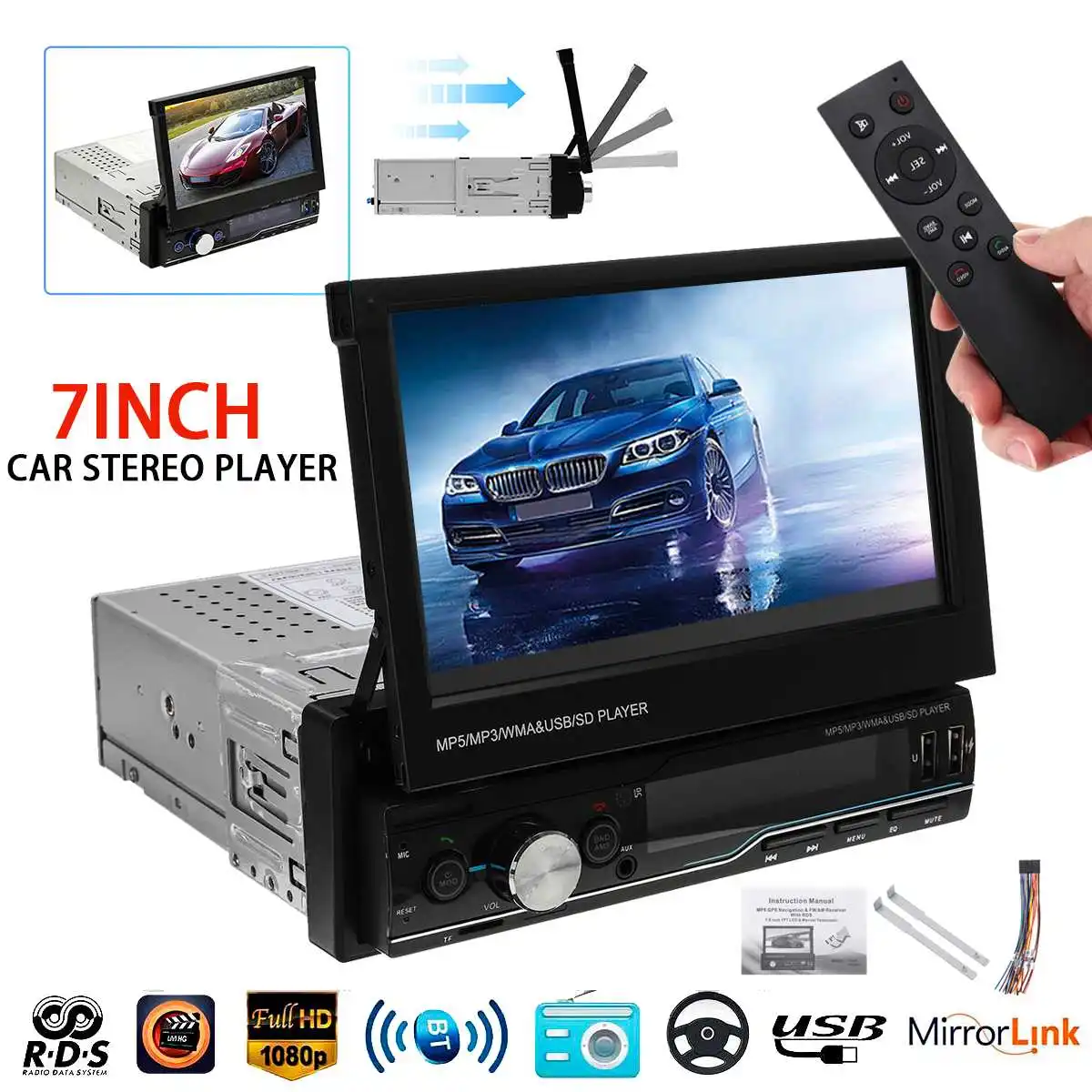 AUTSOME 7" 1 Din Car Multimedia Player Car Radio Autoradio Stereo MP5 Player bluetooth FM USB AUX Reversing
AUTSOME 7" 1 Din Car Multimedia Player Car Radio Autoradio Stereo MP5 Player bluetooth FM USB AUX Reversing