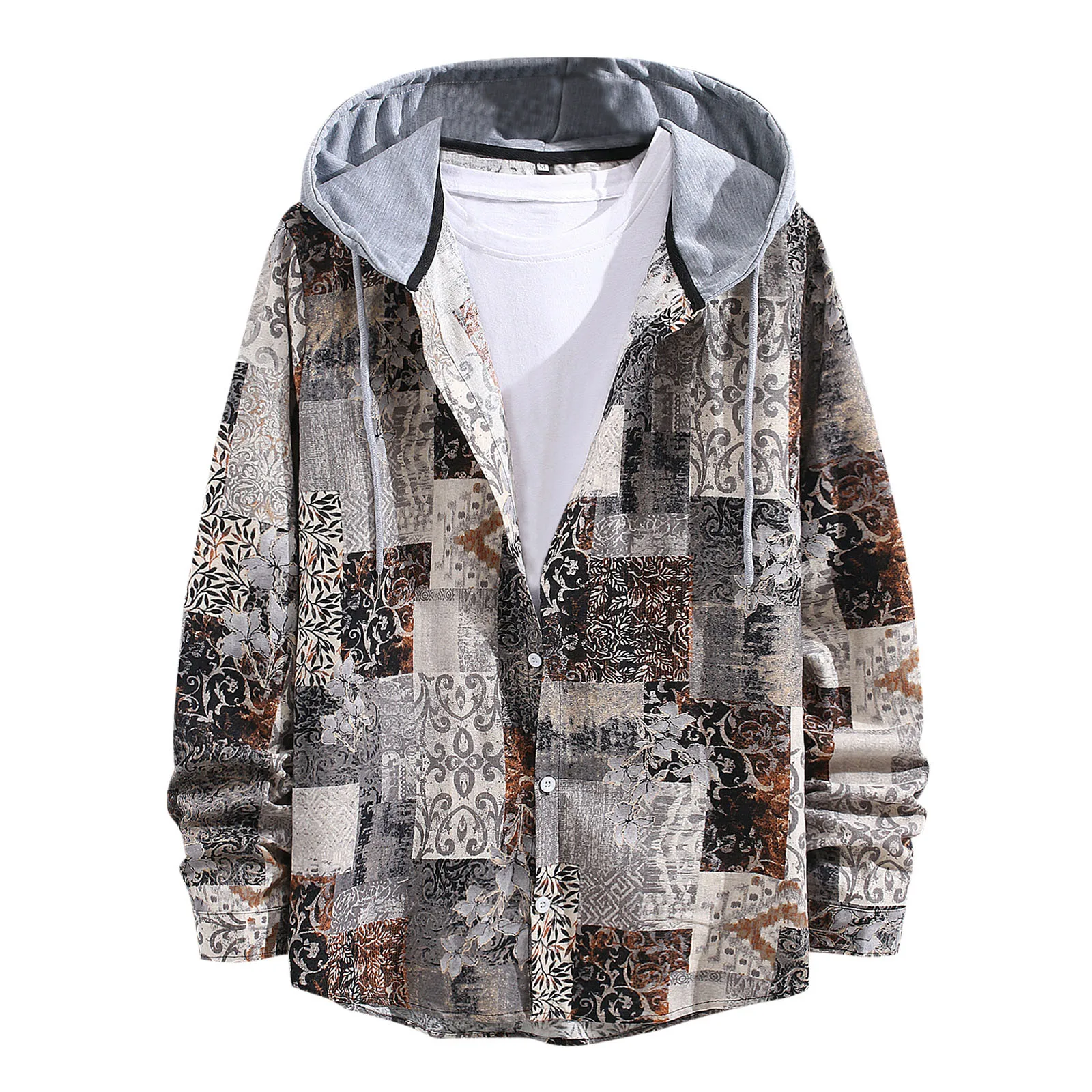 Men's Popular Single Breasted Hooded Vintage Floral Printing Drawstring Long Sleeves Top Shirts Vintage Party Business Loose
Men's Popular Single Breasted Hooded Vintage Floral Printing Drawstring Long Sleeves Top Shirts Vintage Party Business Loose