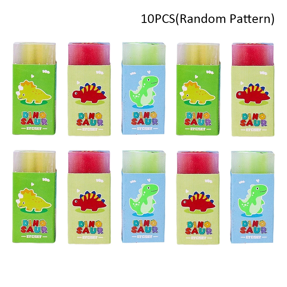 

10pcs School Cube Dinosaur 2B Artists Drawing Kids Soft Prizes Pencil Eraser Party Favors Home Cute Stationery Office