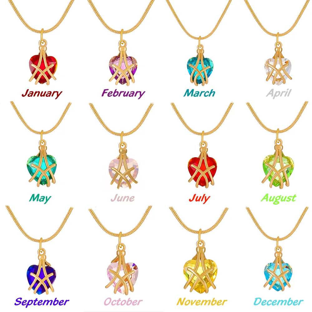 Gold Snake Chains Birth Stone Crystals Necklace For Women Valentine's Day Heart Crystal Necklaces Jewelry Dropshipping
Gold Snake Chains Birth Stone Crystals Necklace For Women Valentine's Day Heart Crystal Necklaces Jewelry Dropshipping